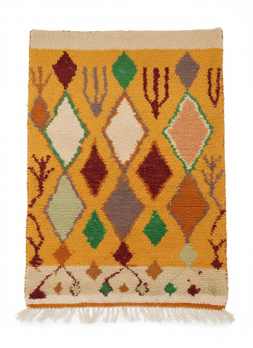 Abstract Berber Wool Rug: Colorful Moroccan Amazigh Carpet