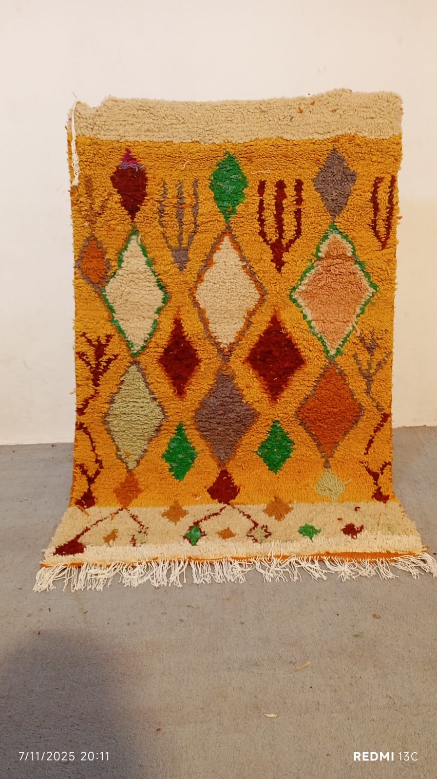 Abstract Berber Wool Rug: Colorful Moroccan Amazigh Carpet