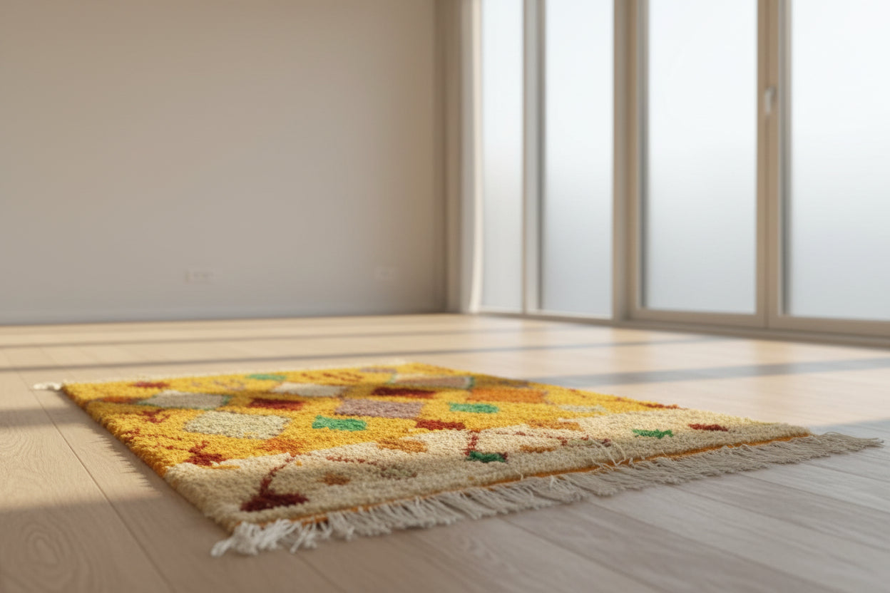 Abstract Berber Wool Rug: Colorful Moroccan Amazigh Carpet