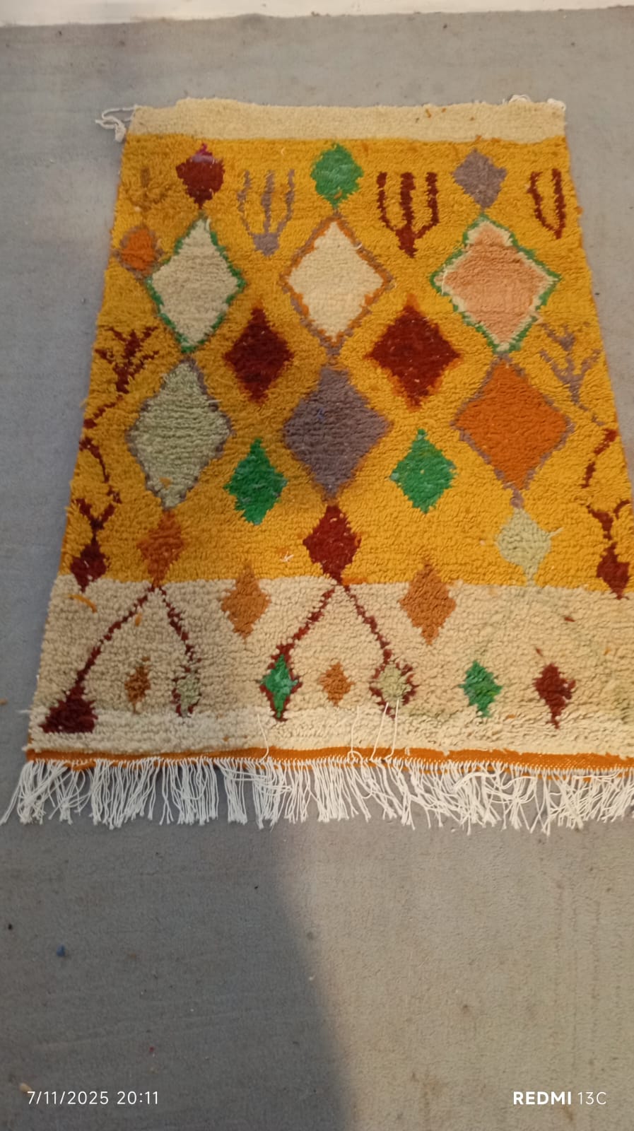 Abstract Berber Wool Rug: Colorful Moroccan Amazigh Carpet