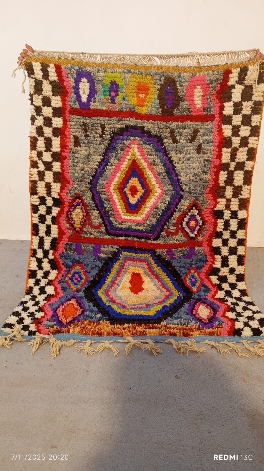Handmade Boujaad Berber Wool Rug: Colorful Moroccan Decor