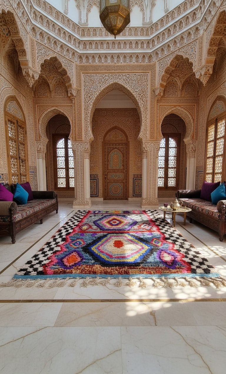 Handmade Boujaad Berber Wool Rug: Colorful Moroccan Decor