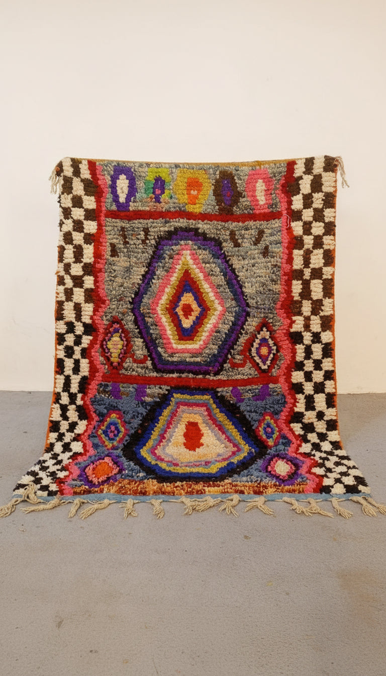 Handmade Boujaad Berber Wool Rug: Colorful Moroccan Decor