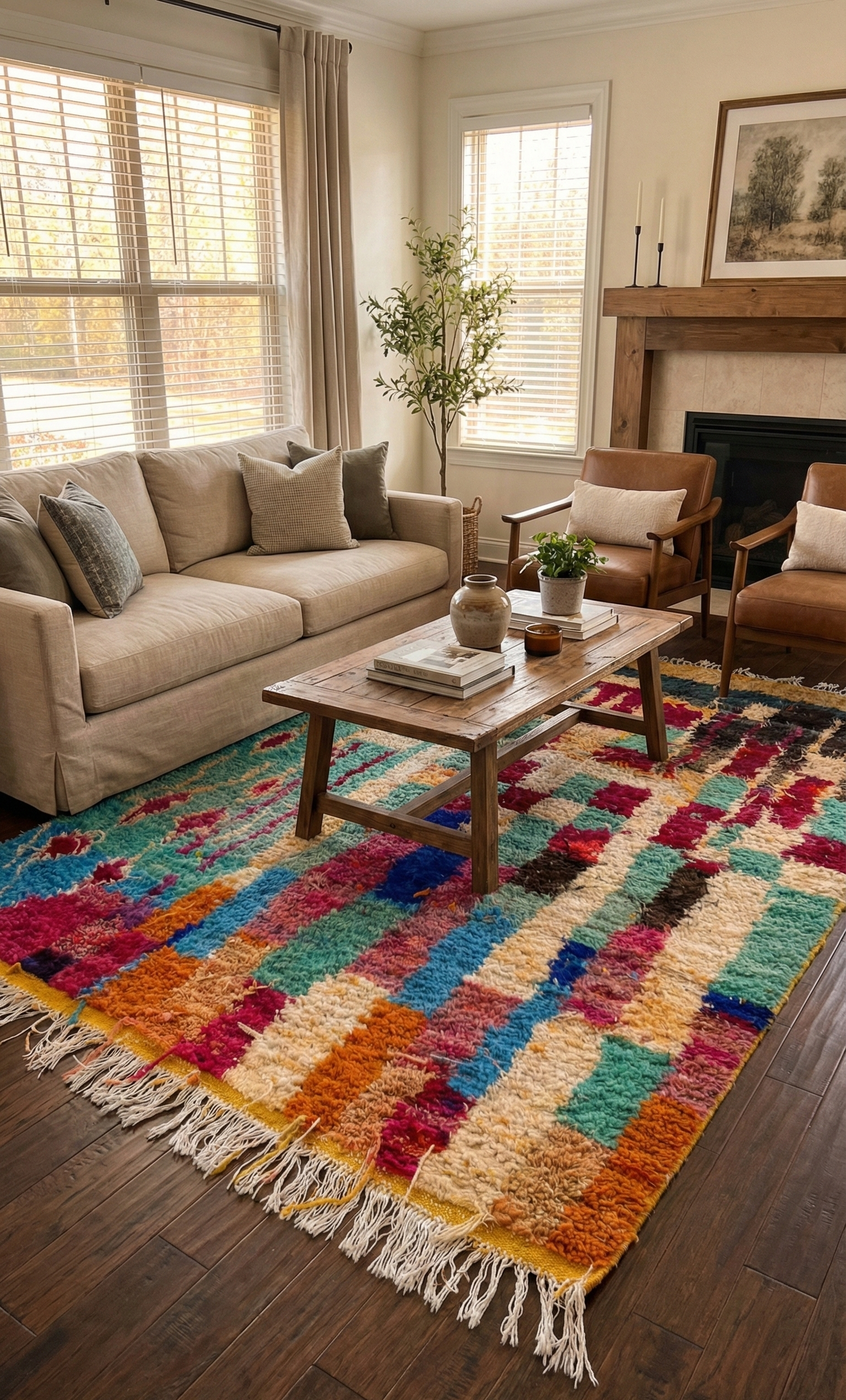 The "Teal & Technicolor" Abstract Amazigh Rug – One-of-a-Kind Masterpiece